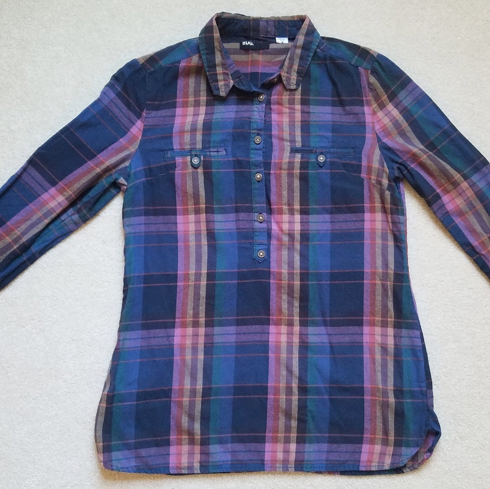 BDG Blue Pink Plaid Shirt SMALL Urban Outfitters